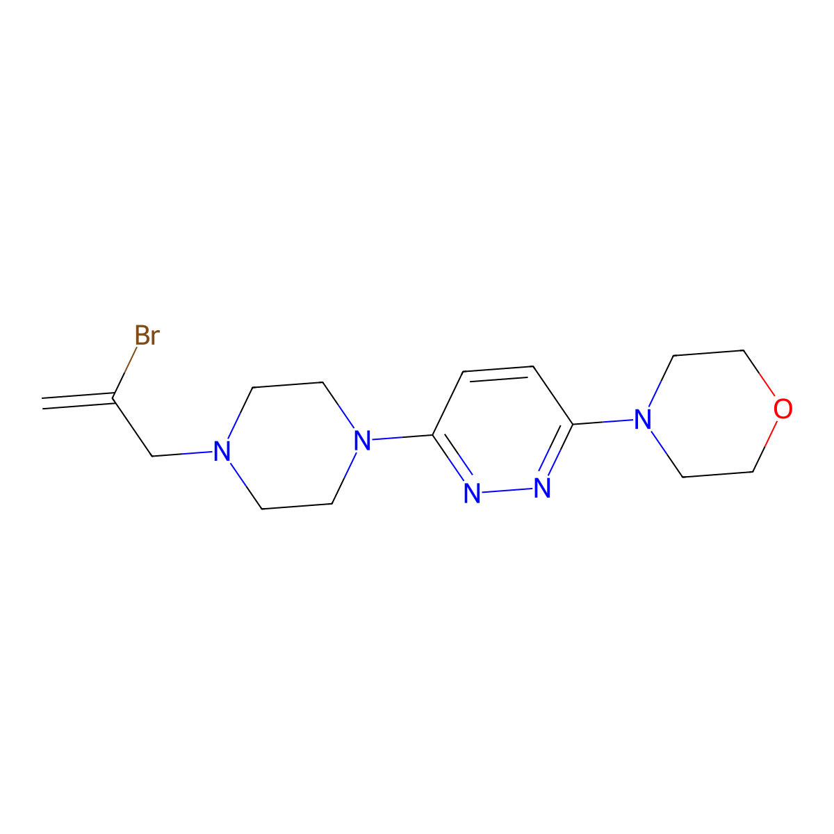 4-{6-[4-(2-Bromoprop-2-en-1-yl)piperazin-1-yl]pyridazin-3-yl}morpholine molecular structure, CAS 2877762-17-7