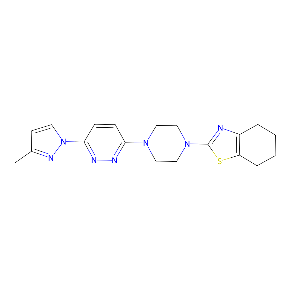 2-{4-[6-(3-methyl-1H-pyrazol-1-yl)pyridazin-3-yl]piperazin-1-yl}-4,5,6,7-tetrahydro-1,3-benzothiazole molecular structure, CAS 2877762-20-2