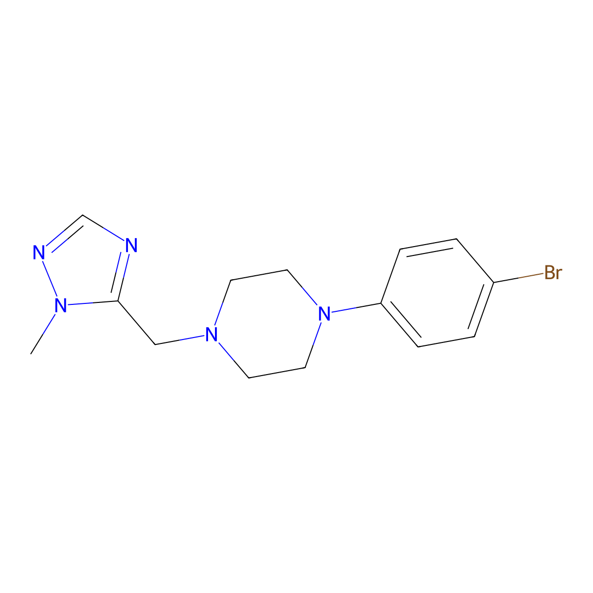 1-(4-bromophenyl)-4-[(1-methyl-1H-1,2,4-triazol-5-yl)methyl]piperazine molecular structure, CAS 2877762-27-9