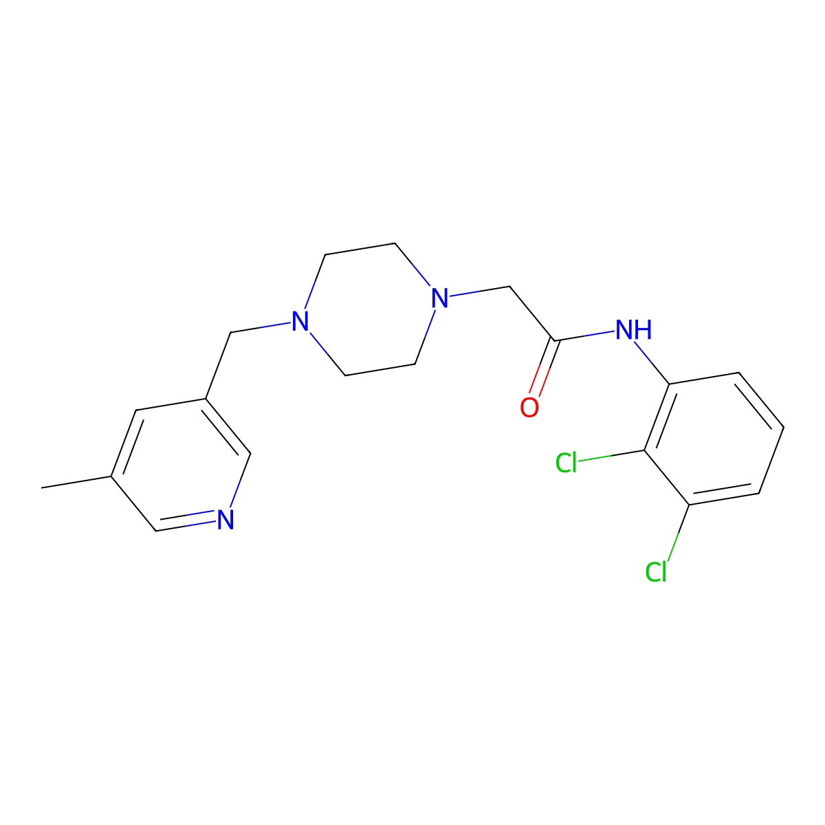 N-(2,3-dichlorophenyl)-2-{4-[(5-methylpyridin-3-yl)methyl]piperazin-1-yl}acetamide molecular structure, CAS 2877762-28-0