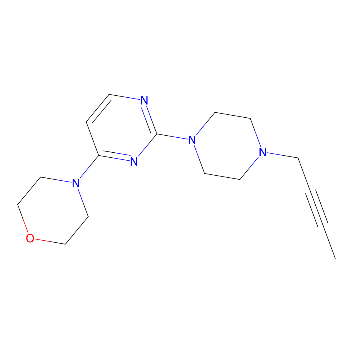 4-{2-[4-(But-2-yn-1-yl)piperazin-1-yl]pyrimidin-4-yl}morpholine molecular structure, CAS 2877762-29-1