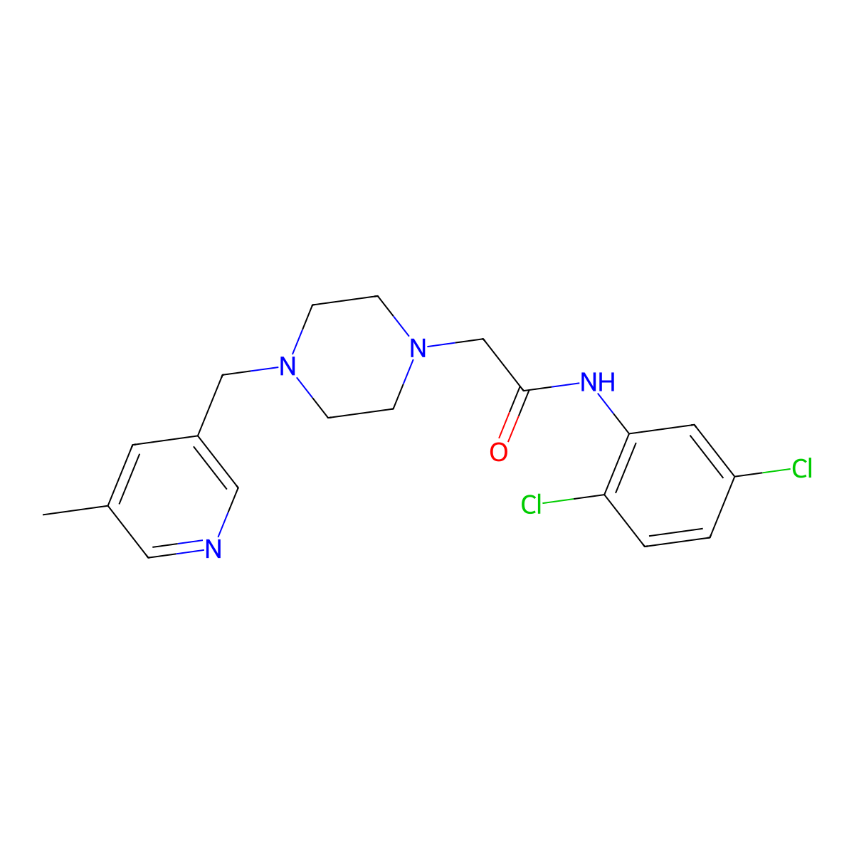 N-(2,5-dichlorophenyl)-2-{4-[(5-methylpyridin-3-yl)methyl]piperazin-1-yl}acetamide molecular structure, CAS 2877762-30-4