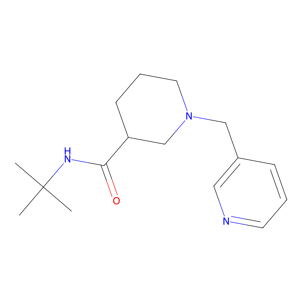 N-tert-butyl-1-[(pyridin-3-yl)methyl]piperidine-3-carboxamide molecular structure, CAS 2877762-35-9