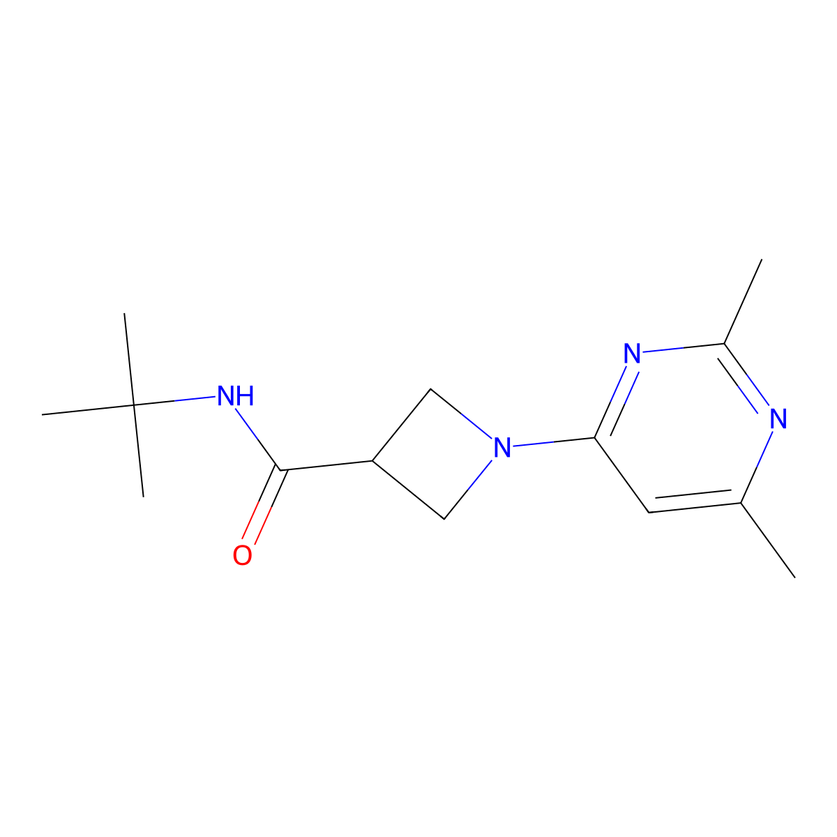 N-tert-butyl-1-(2,6-dimethylpyrimidin-4-yl)azetidine-3-carboxamide molecular structure, CAS 2877762-37-1
