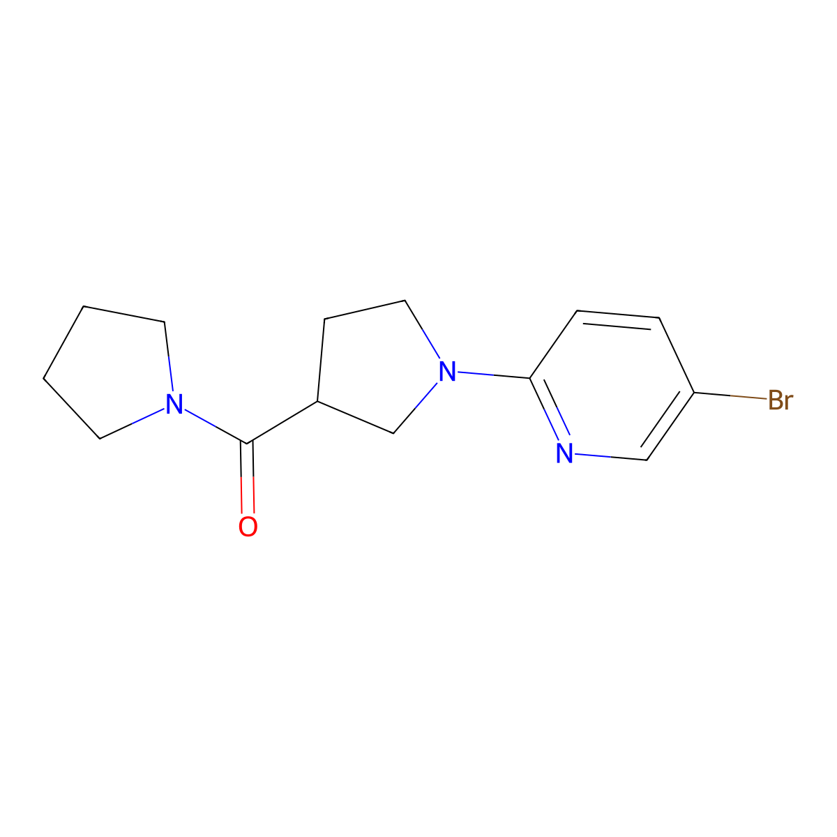5-Bromo-2-[3-(pyrrolidine-1-carbonyl)pyrrolidin-1-yl]pyridine molecular structure, CAS 2877762-38-2