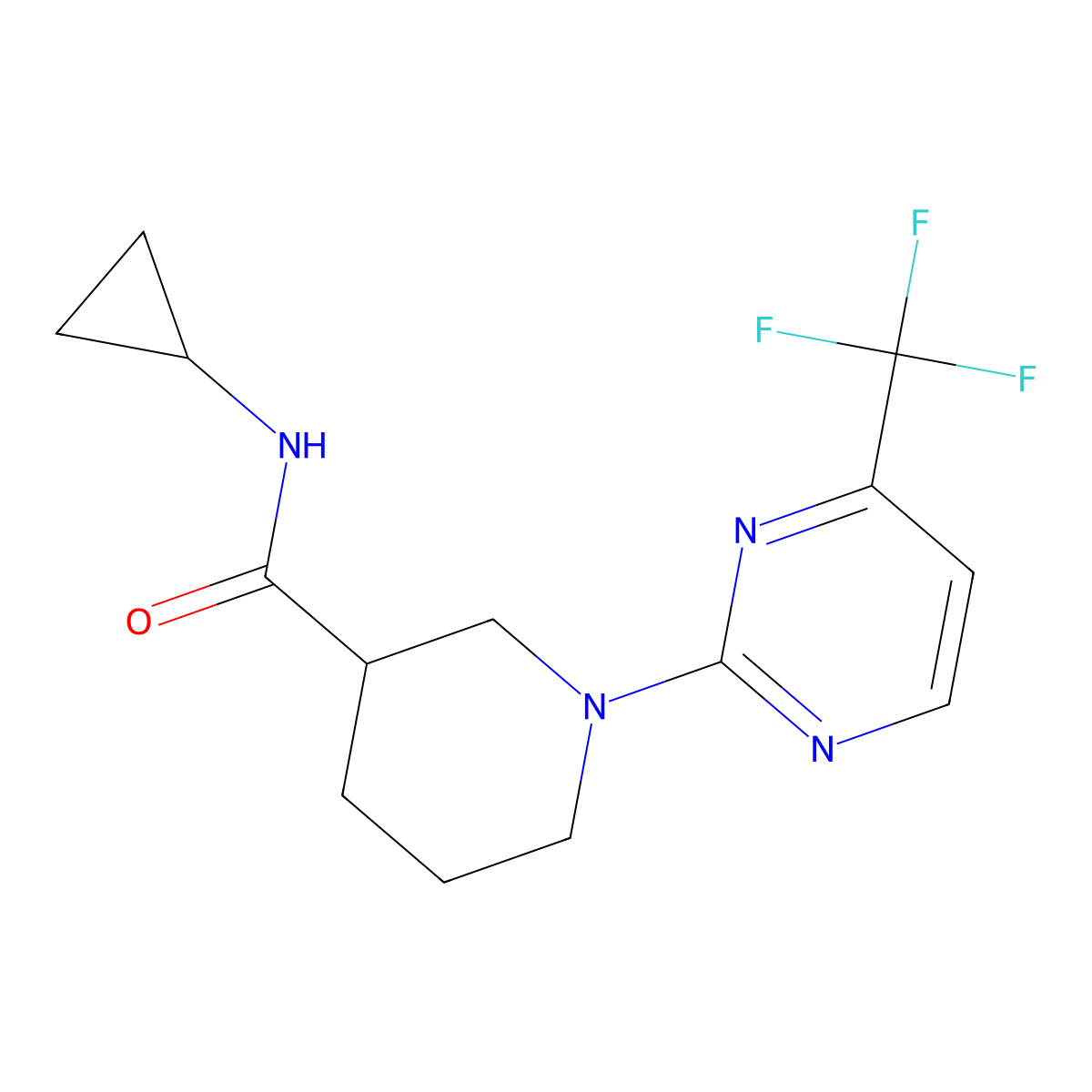 N-cyclopropyl-1-[4-(trifluoromethyl)pyrimidin-2-yl]piperidine-3-carboxamide molecular structure, CAS 2877762-44-0