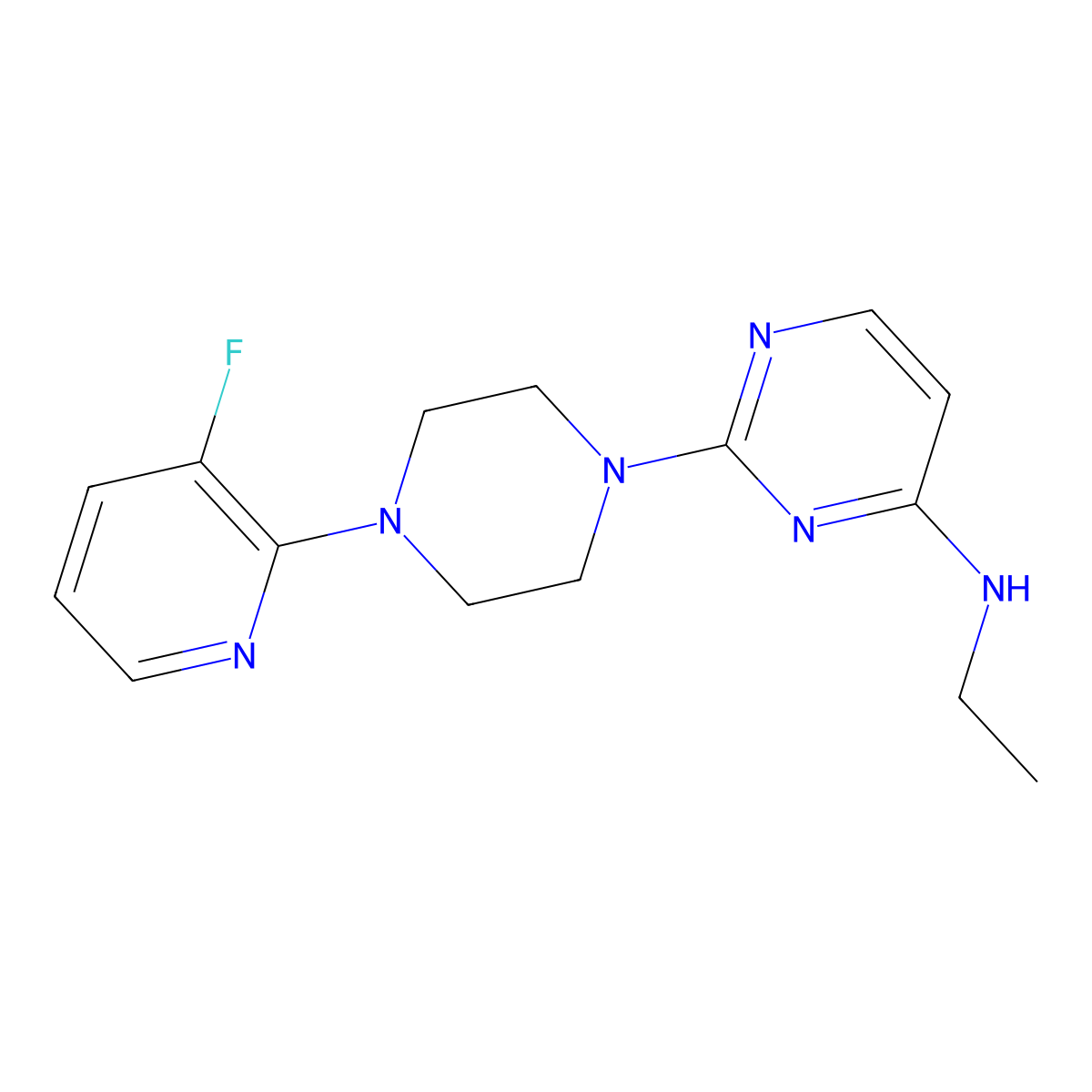 N-ethyl-2-[4-(3-fluoropyridin-2-yl)piperazin-1-yl]pyrimidin-4-amine molecular structure, CAS 2877762-46-2