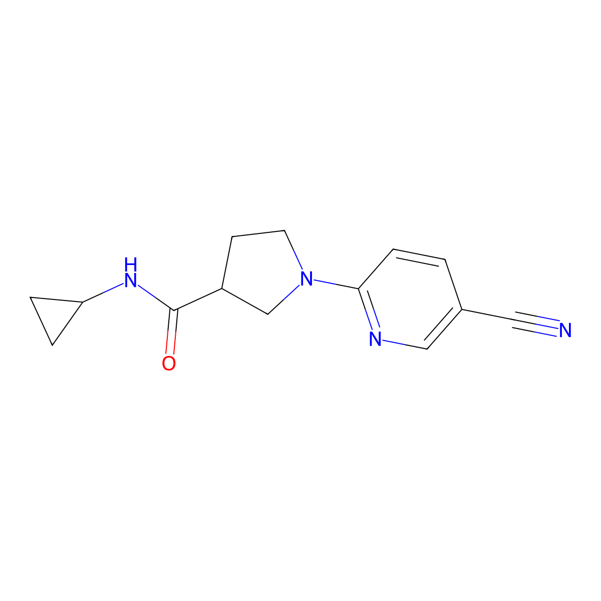 1-(5-cyanopyridin-2-yl)-N-cyclopropylpyrrolidine-3-carboxamide molecular structure, CAS 2877762-52-0