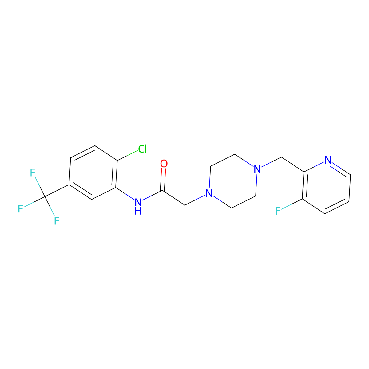 N-[2-chloro-5-(trifluoromethyl)phenyl]-2-{4-[(3-fluoropyridin-2-yl)methyl]piperazin-1-yl}acetamide molecular structure, CAS 2877762-55-3