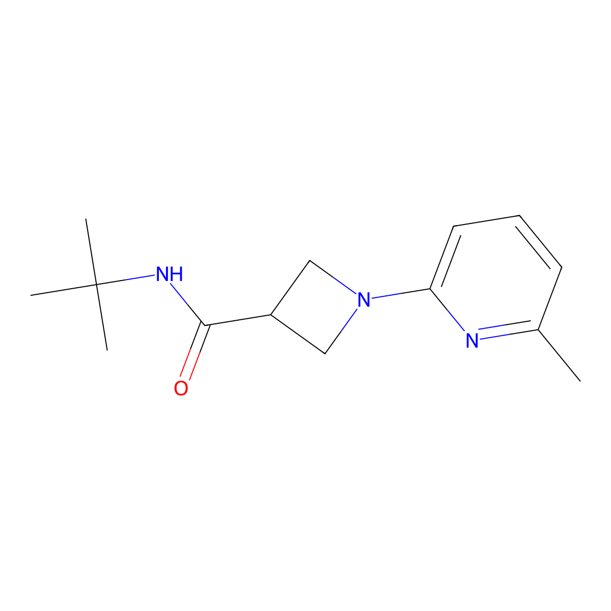N-tert-butyl-1-(6-methylpyridin-2-yl)azetidine-3-carboxamide molecular structure, CAS 2877762-61-1