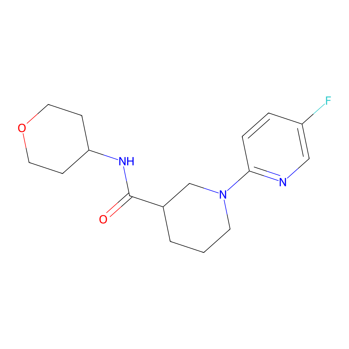 1-(5-fluoropyridin-2-yl)-N-(oxan-4-yl)piperidine-3-carboxamide molecular structure, CAS 2877762-62-2