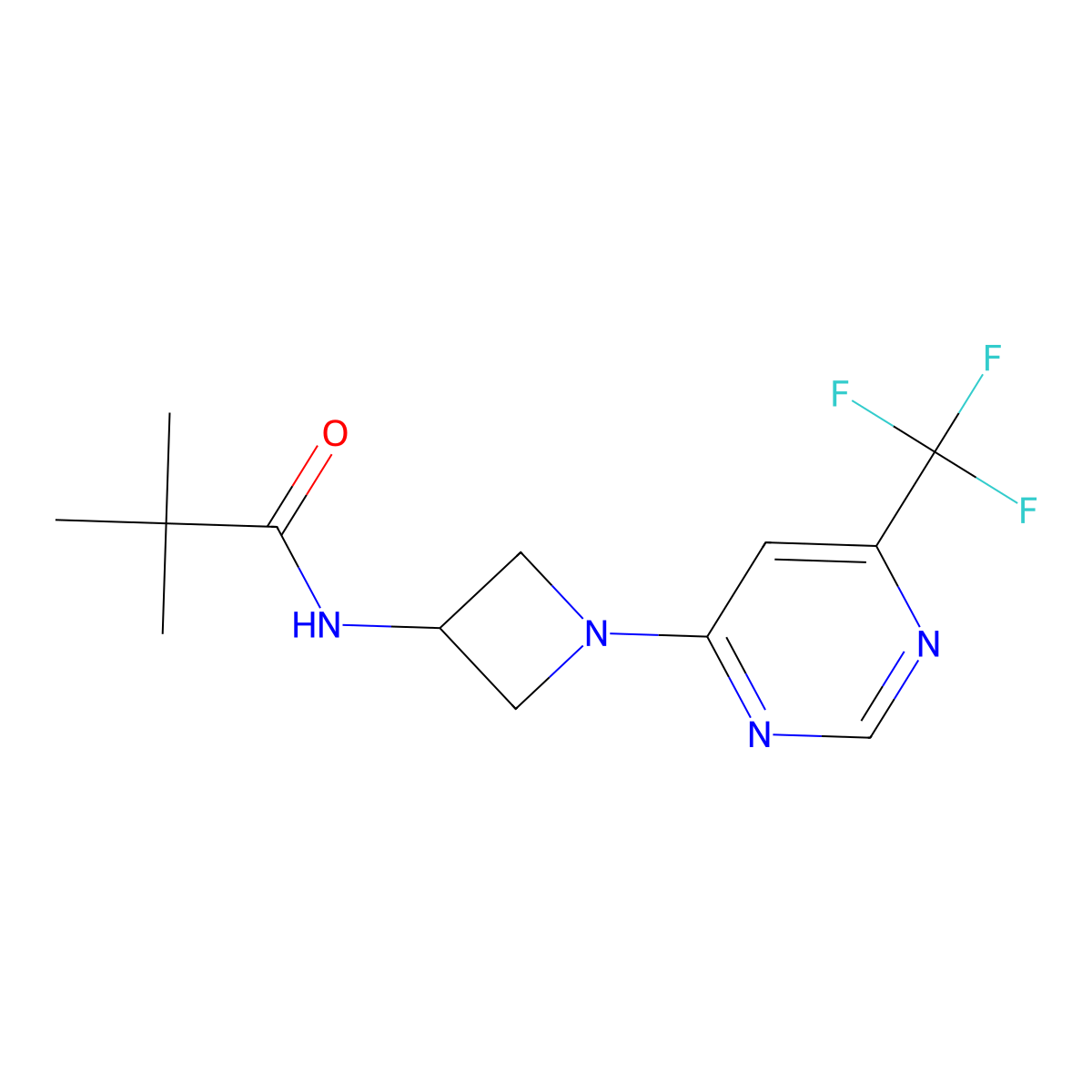 2,2-dimethyl-N-{1-[6-(trifluoromethyl)pyrimidin-4-yl]azetidin-3-yl}propanamide molecular structure, CAS 2877762-65-5