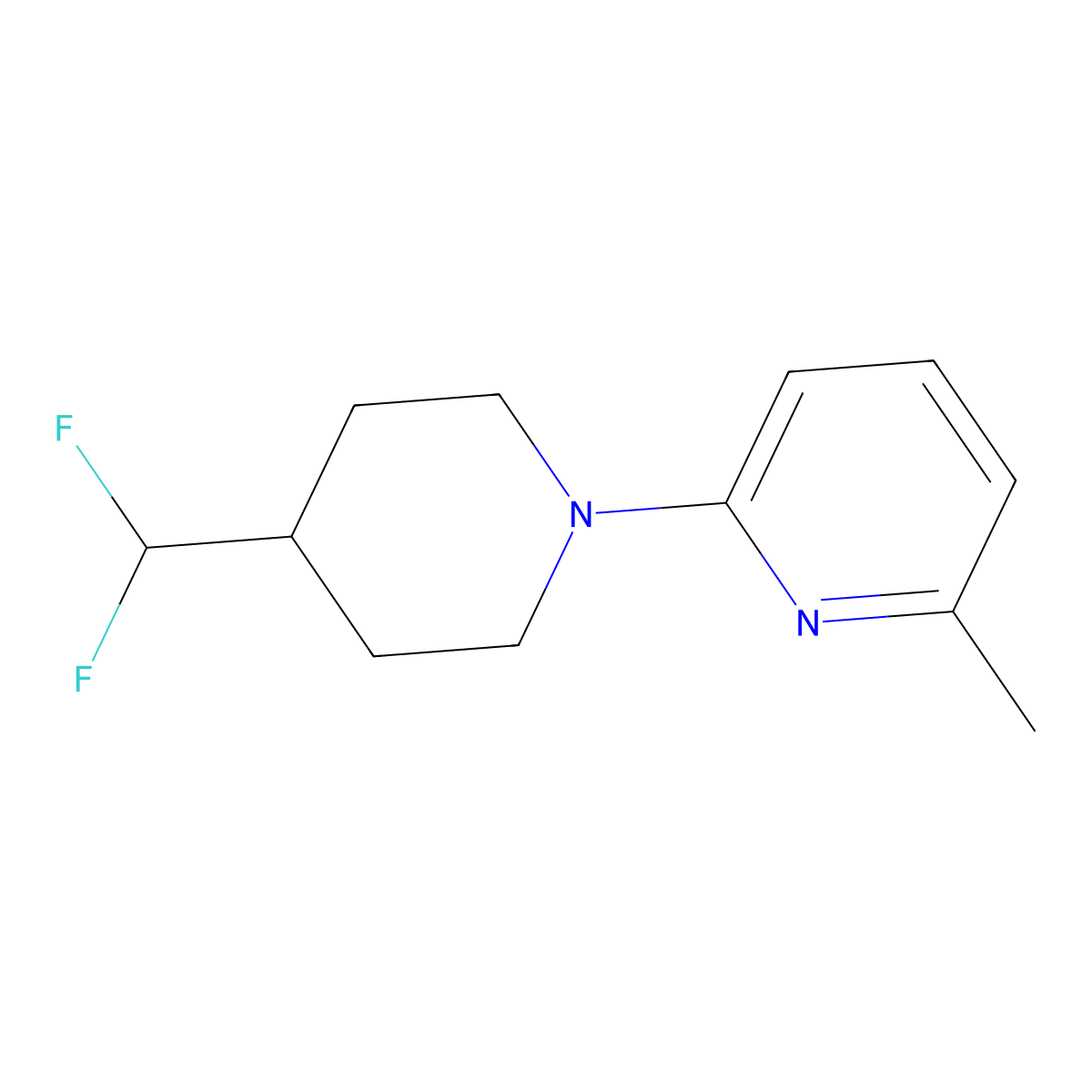 2-[4-(Difluoromethyl)piperidin-1-yl]-6-methylpyridine molecular structure, CAS 2877762-66-6