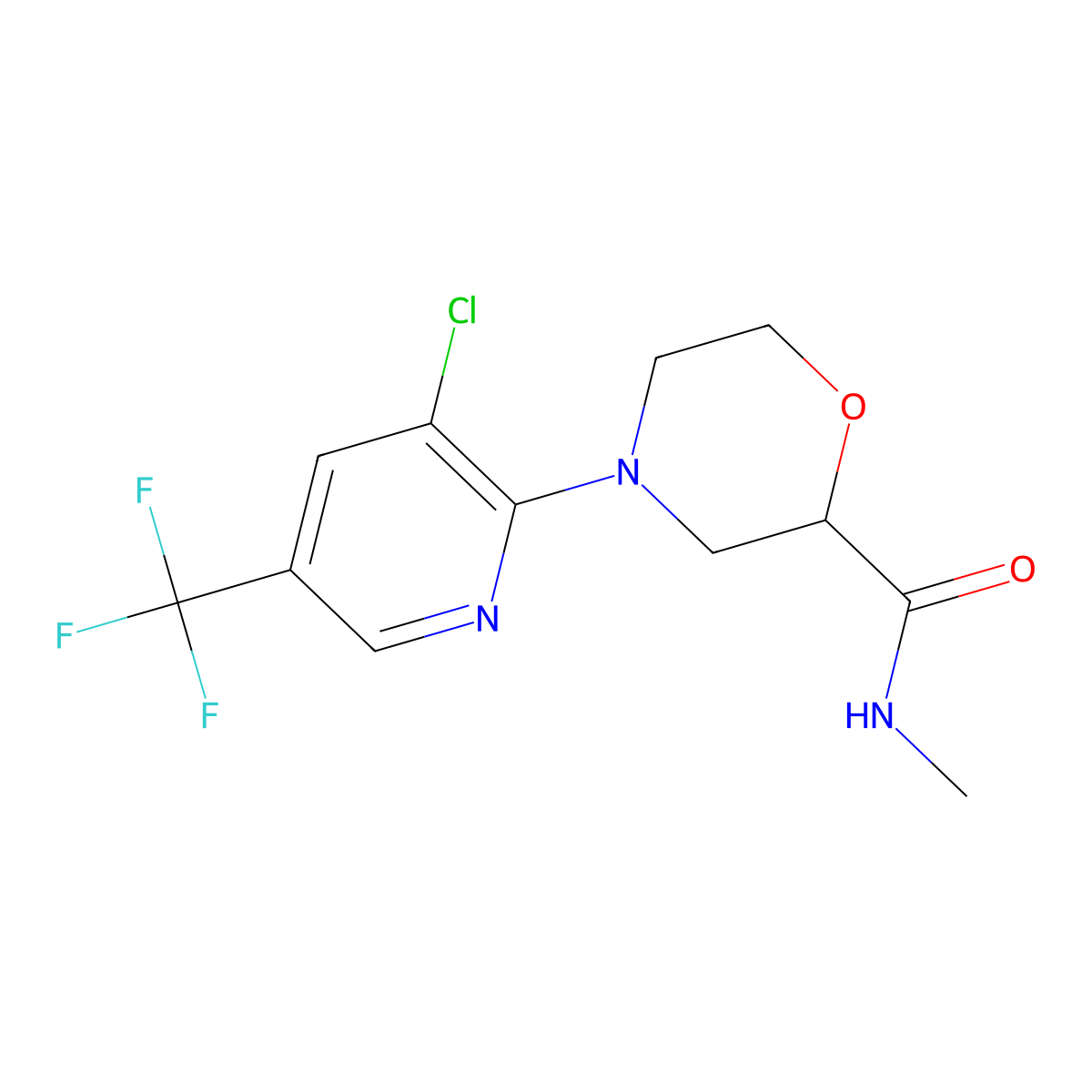 4-[3-chloro-5-(trifluoromethyl)pyridin-2-yl]-N-methylmorpholine-2-carboxamide molecular structure, CAS 2877762-67-7