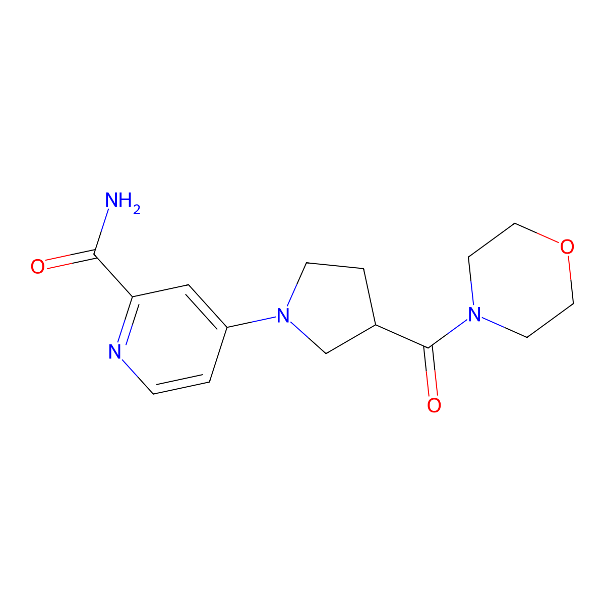 4-[3-(Morpholine-4-carbonyl)pyrrolidin-1-yl]pyridine-2-carboxamide molecular structure, CAS 2877762-70-2