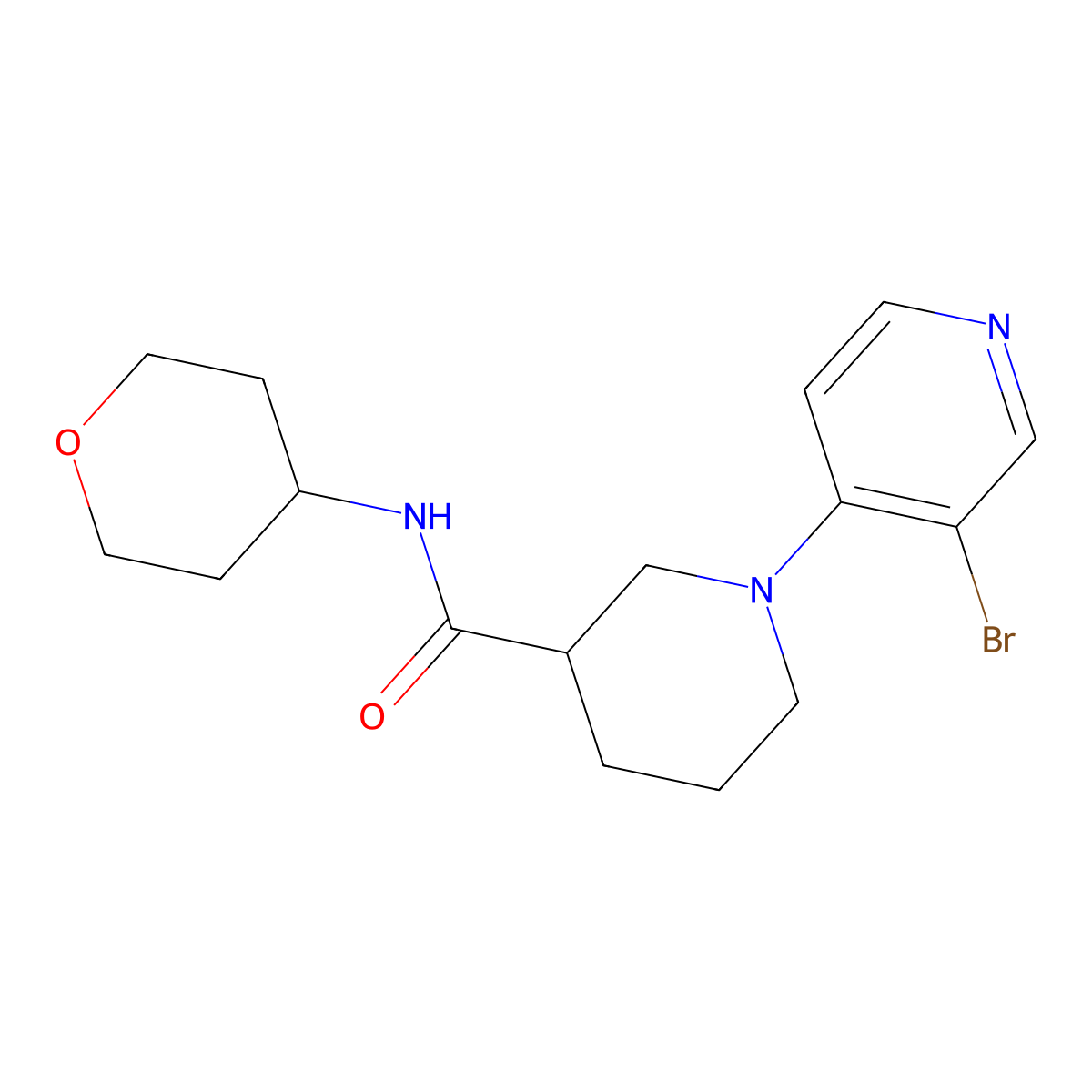 1-(3-bromopyridin-4-yl)-N-(oxan-4-yl)piperidine-3-carboxamide molecular structure, CAS 2877762-71-3