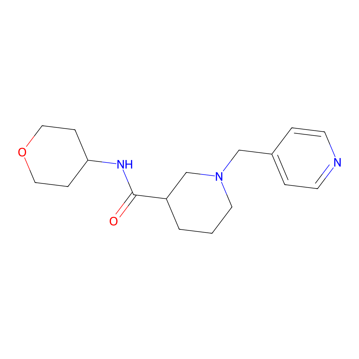 N-(oxan-4-yl)-1-[(pyridin-4-yl)methyl]piperidine-3-carboxamide molecular structure, CAS 2877762-73-5
