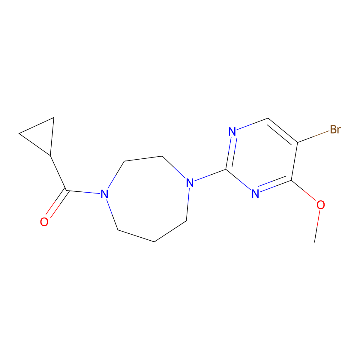 1-(5-Bromo-4-methoxypyrimidin-2-yl)-4-cyclopropanecarbonyl-1,4-diazepane molecular structure, CAS 2877762-74-6