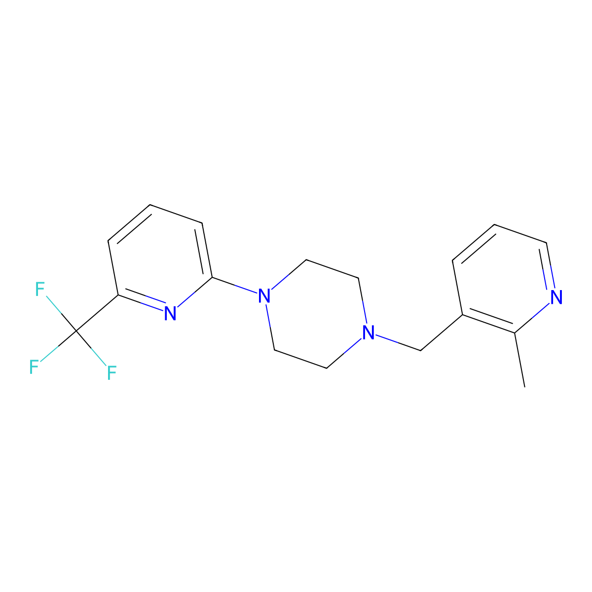 1-[(2-Methylpyridin-3-yl)methyl]-4-[6-(trifluoromethyl)pyridin-2-yl]piperazine molecular structure, CAS 2877762-76-8