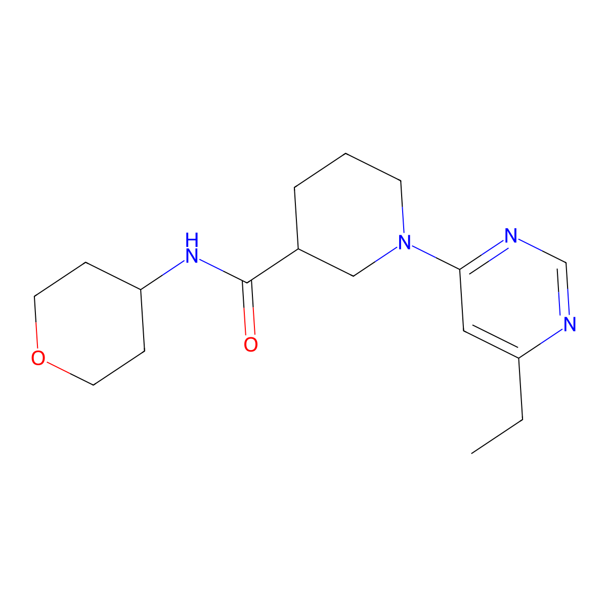 1-(6-ethylpyrimidin-4-yl)-N-(oxan-4-yl)piperidine-3-carboxamide molecular structure, CAS 2877762-81-5