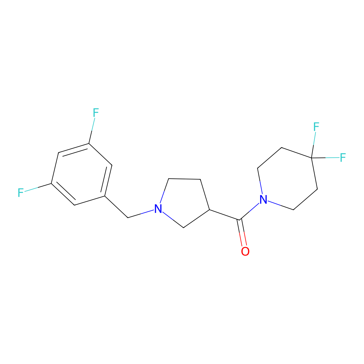 1-{1-[(3,5-Difluorophenyl)methyl]pyrrolidine-3-carbonyl}-4,4-difluoropiperidine molecular structure, CAS 2877762-96-2