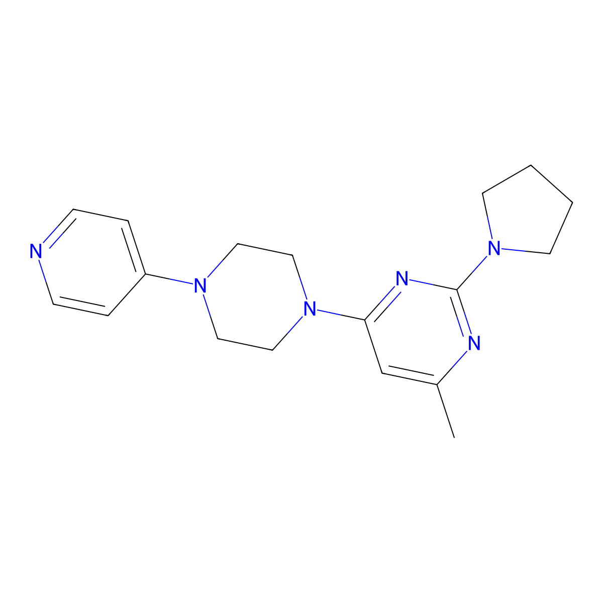 4-Methyl-6-[4-(pyridin-4-yl)piperazin-1-yl]-2-(pyrrolidin-1-yl)pyrimidine molecular structure, CAS 2877763-03-4