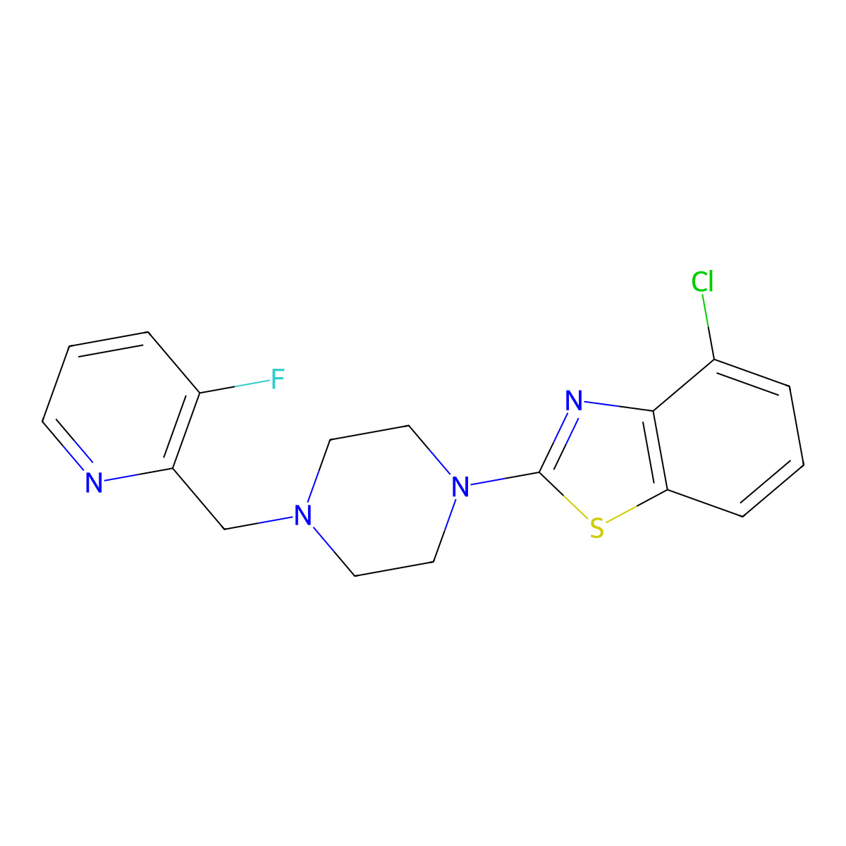 4-Chloro-2-{4-[(3-fluoropyridin-2-yl)methyl]piperazin-1-yl}-1,3-benzothiazole molecular structure, CAS 2877763-12-5