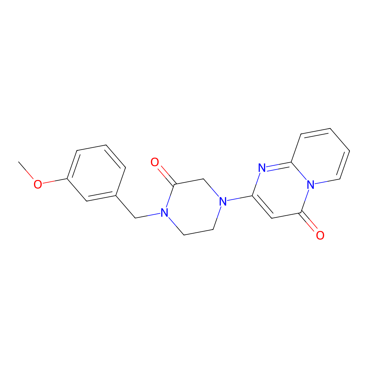 1-[(3-methoxyphenyl)methyl]-4-{4-oxo-4H-pyrido[1,2-a]pyrimidin-2-yl}piperazin-2-one molecular structure, CAS 2877763-19-2