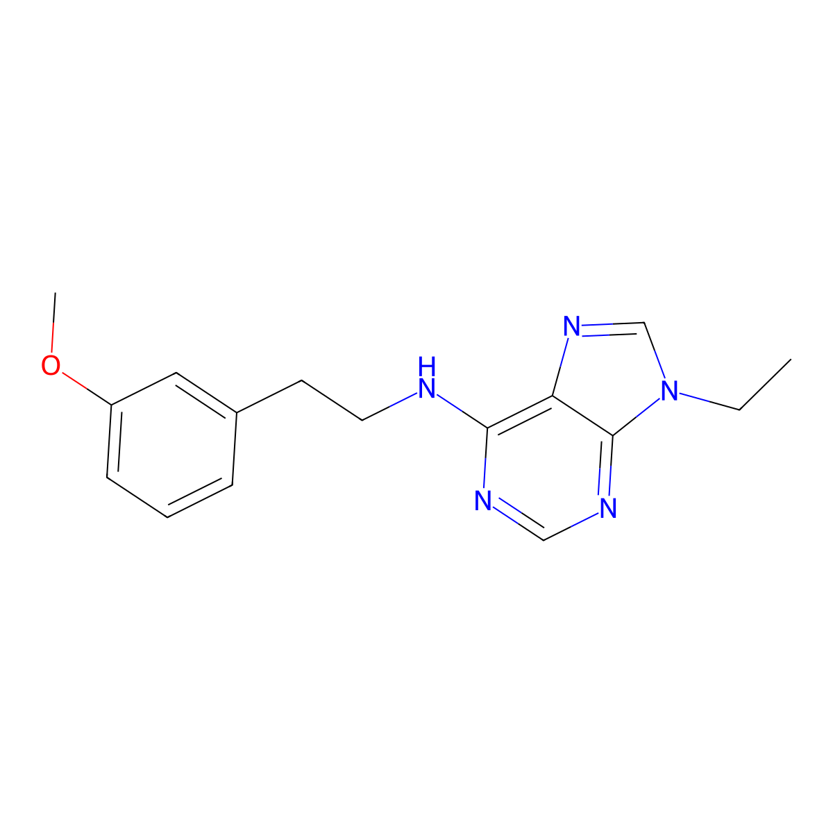 9-ethyl-N-[2-(3-methoxyphenyl)ethyl]-9H-purin-6-amine molecular structure, CAS 2877763-23-8