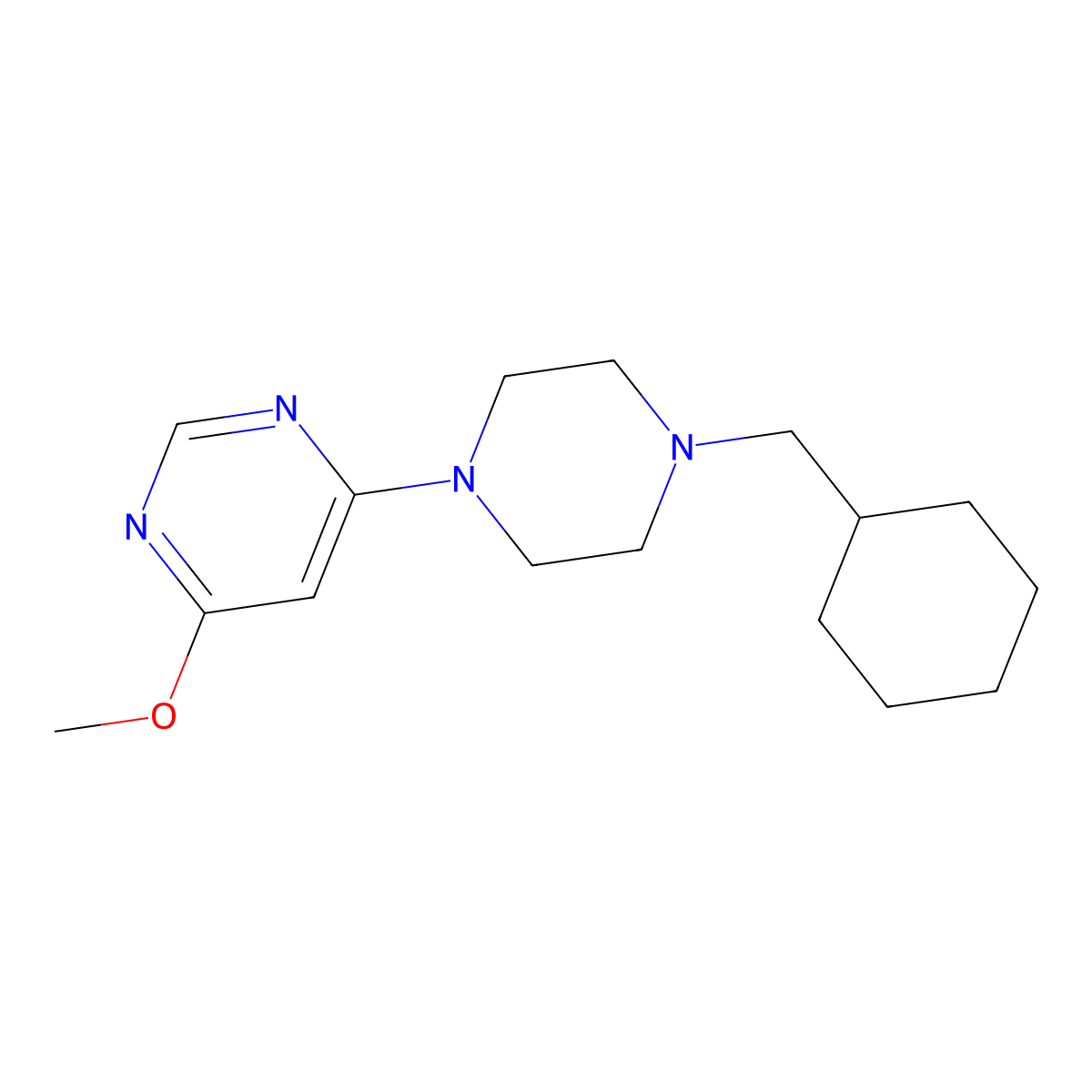 4-[4-(Cyclohexylmethyl)piperazin-1-yl]-6-methoxypyrimidine molecular structure, CAS 2877763-24-9