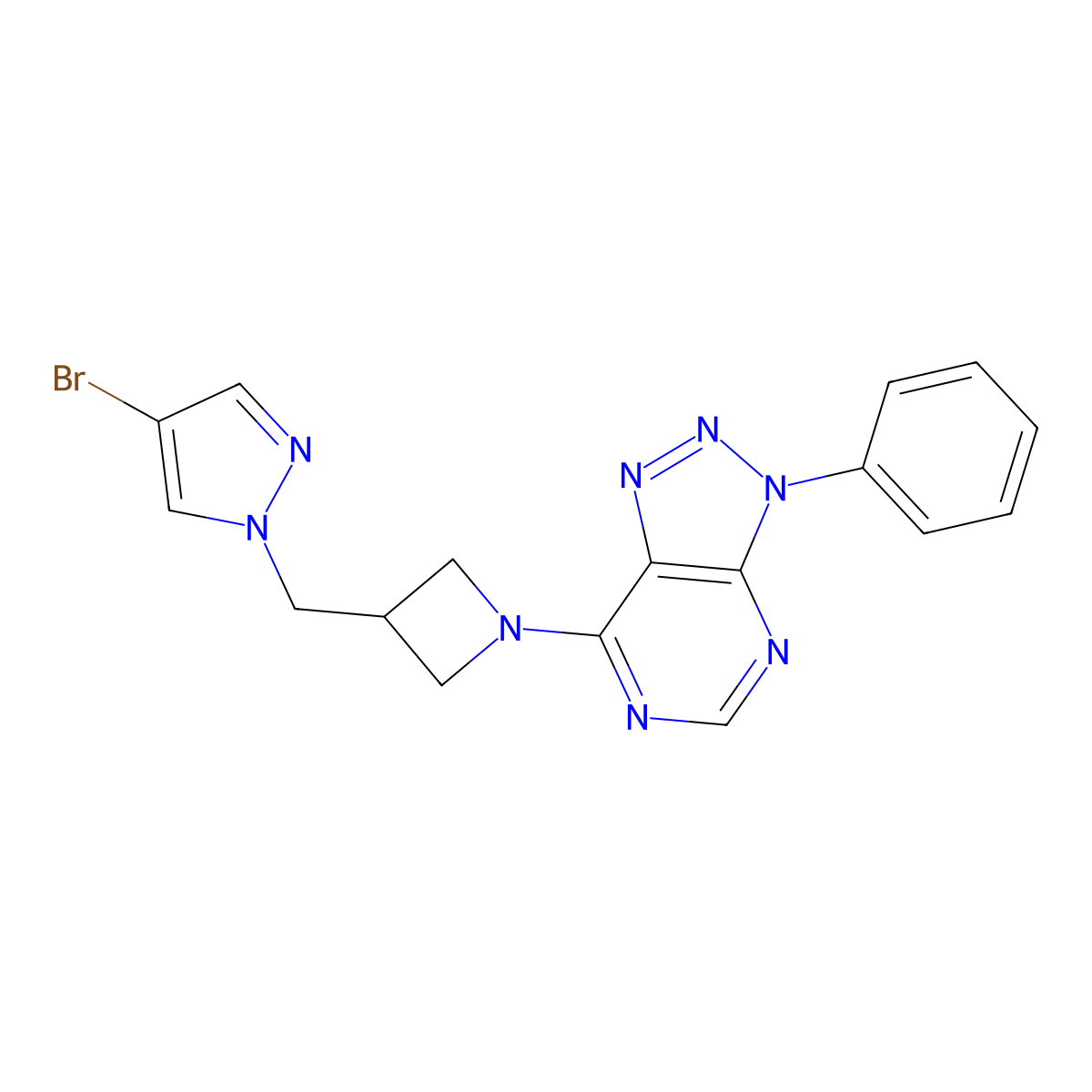4-bromo-1-[(1-{3-phenyl-3H-[1,2,3]triazolo[4,5-d]pyrimidin-7-yl}azetidin-3-yl)methyl]-1H-pyrazole molecular structure, CAS 2877763-25-0