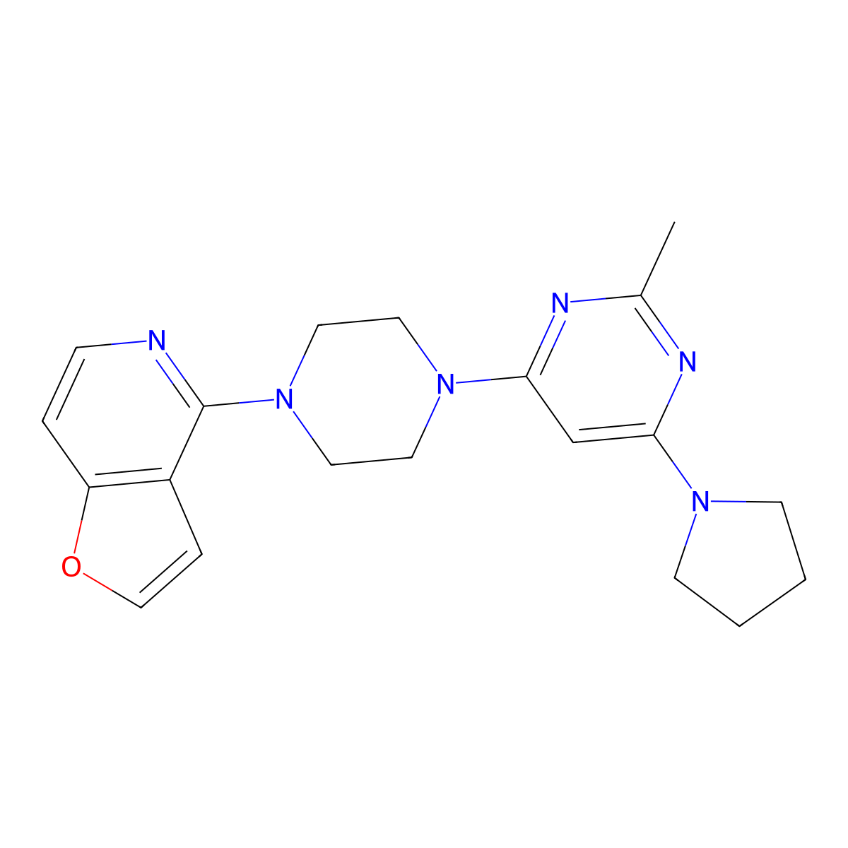 4-(4-{Furo[3,2-c]pyridin-4-yl}piperazin-1-yl)-2-methyl-6-(pyrrolidin-1-yl)pyrimidine molecular structure, CAS 2877763-27-2