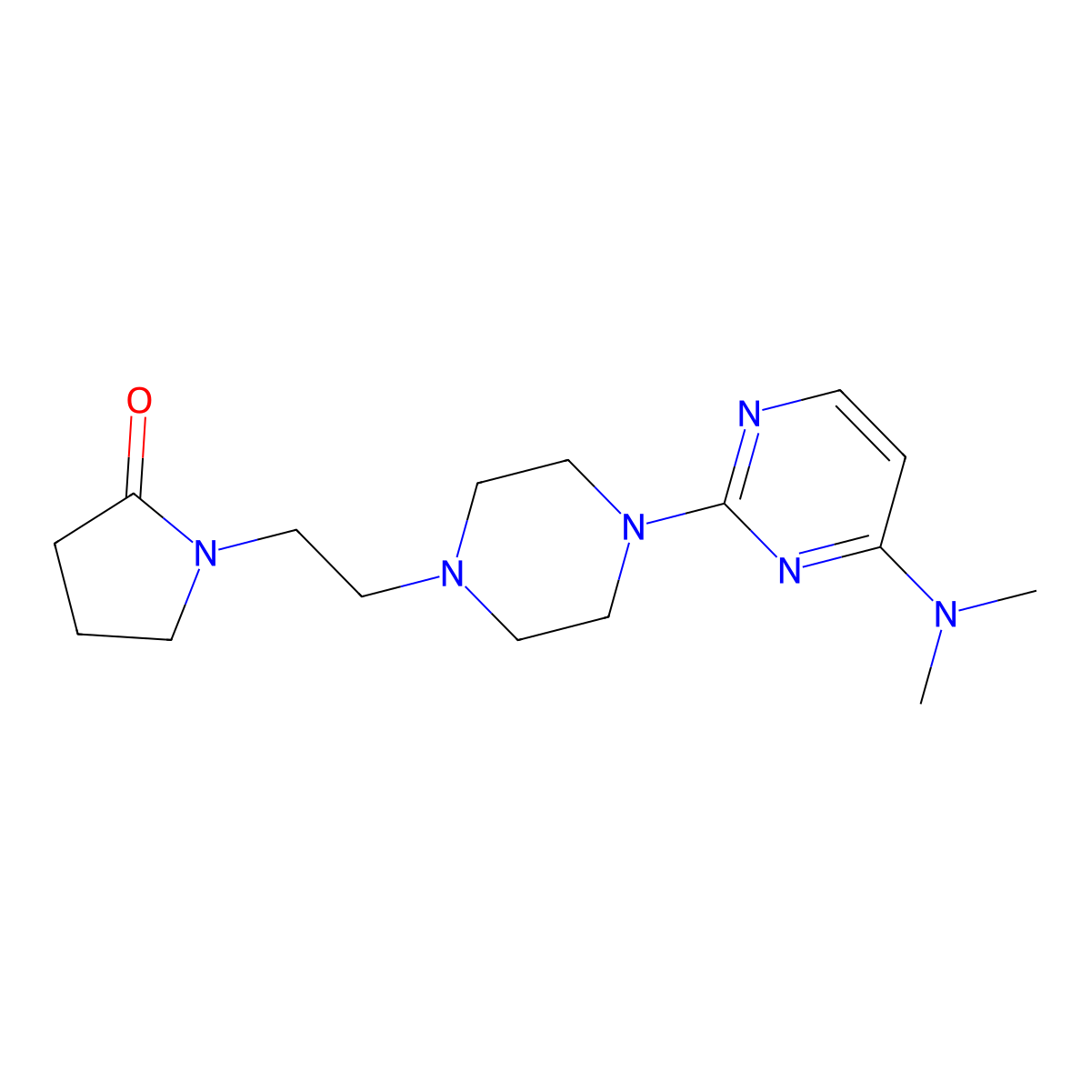 1-(2-{4-[4-(Dimethylamino)pyrimidin-2-yl]piperazin-1-yl}ethyl)pyrrolidin-2-one molecular structure, CAS 2877763-33-0