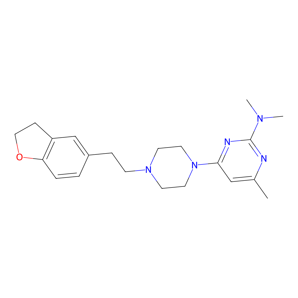 4-{4-[2-(2,3-dihydro-1-benzofuran-5-yl)ethyl]piperazin-1-yl}-N,N,6-trimethylpyrimidin-2-amine molecular structure, CAS 2877763-44-3