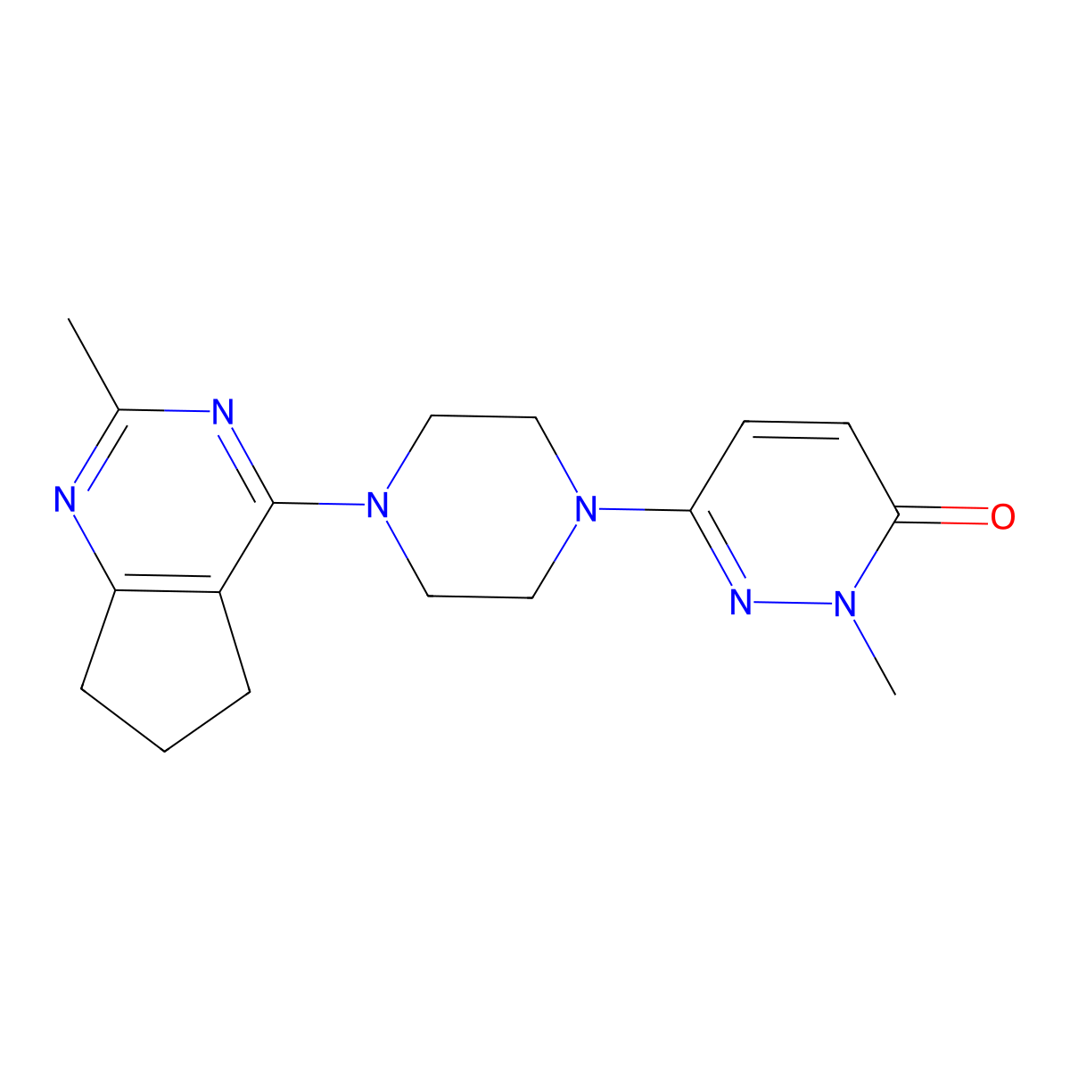 2-methyl-6-(4-{2-methyl-5H,6H,7H-cyclopenta[d]pyrimidin-4-yl}piperazin-1-yl)-2,3-dihydropyridazin-3-one molecular structure, CAS 2877763-45-4