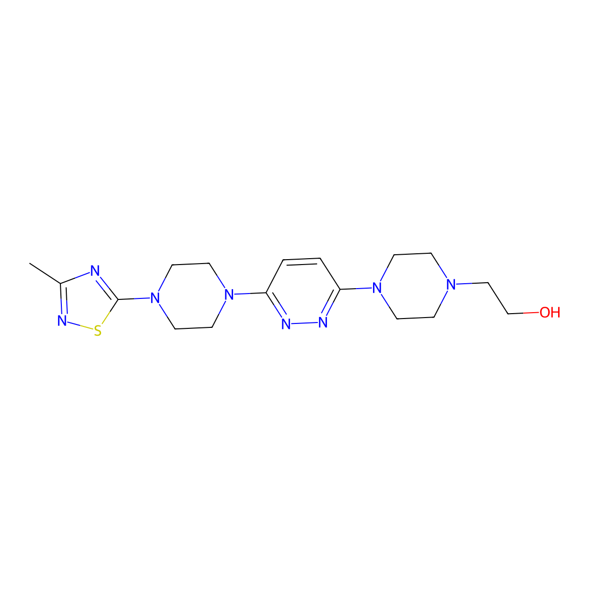 2-(4-{6-[4-(3-Methyl-1,2,4-thiadiazol-5-yl)piperazin-1-yl]pyridazin-3-yl}piperazin-1-yl)ethan-1-ol molecular structure, CAS 2877763-47-6