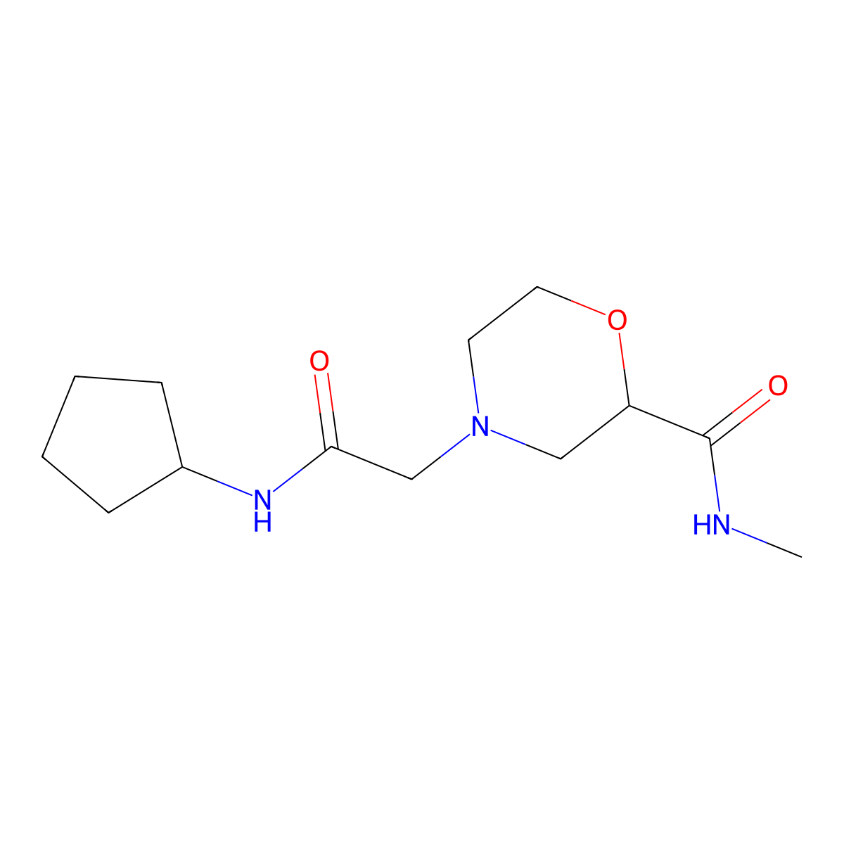 4-[(cyclopentylcarbamoyl)methyl]-N-methylmorpholine-2-carboxamide molecular structure, CAS 2877763-50-1