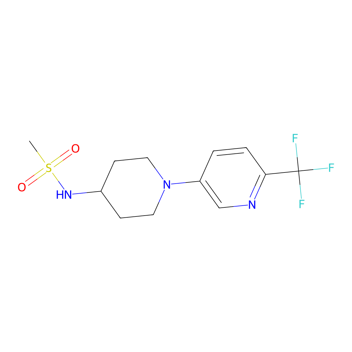 N-{1-[6-(trifluoromethyl)pyridin-3-yl]piperidin-4-yl}methanesulfonamide molecular structure, CAS 2877763-51-2