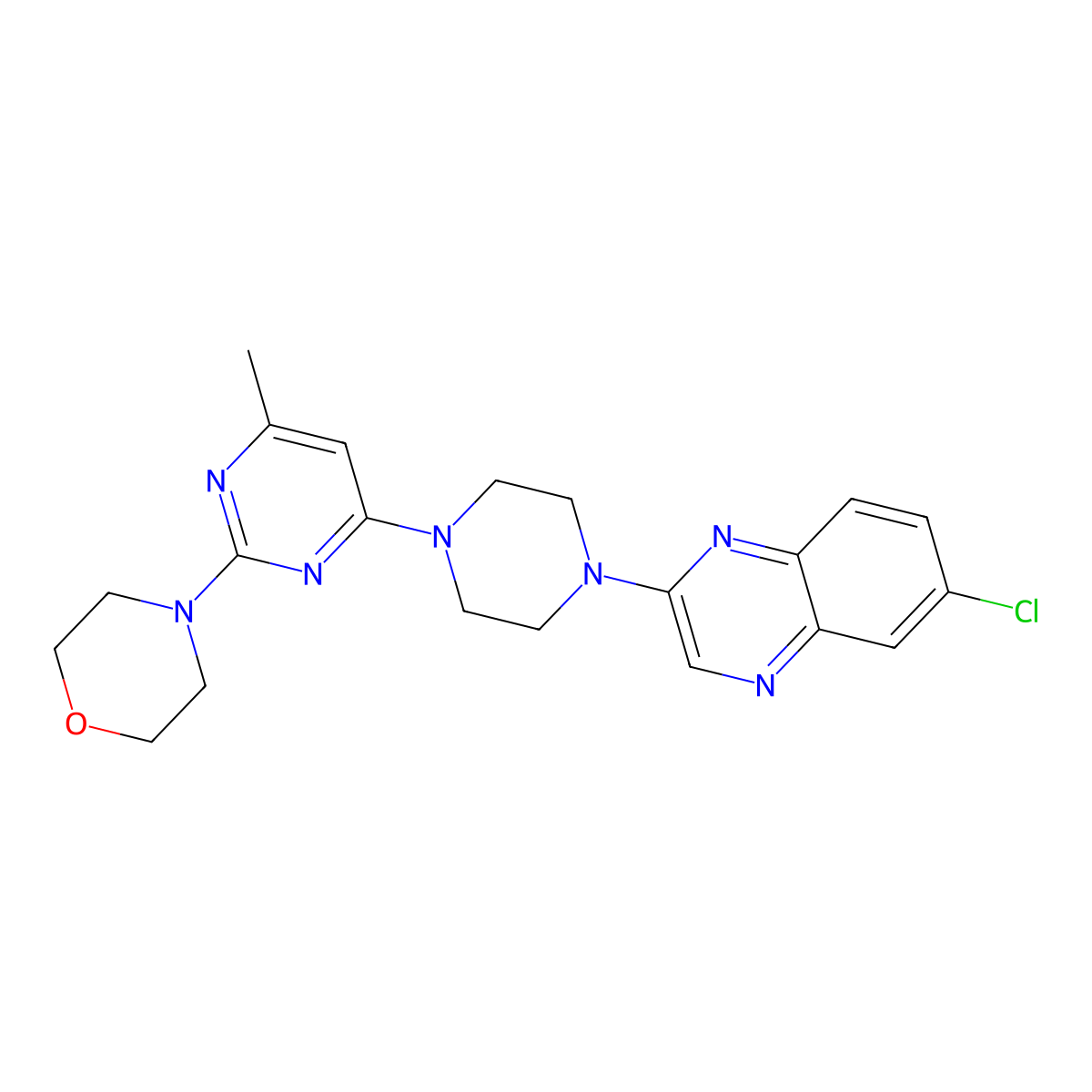 6-Chloro-2-{4-[6-methyl-2-(morpholin-4-yl)pyrimidin-4-yl]piperazin-1-yl}quinoxaline molecular structure, CAS 2877763-52-3