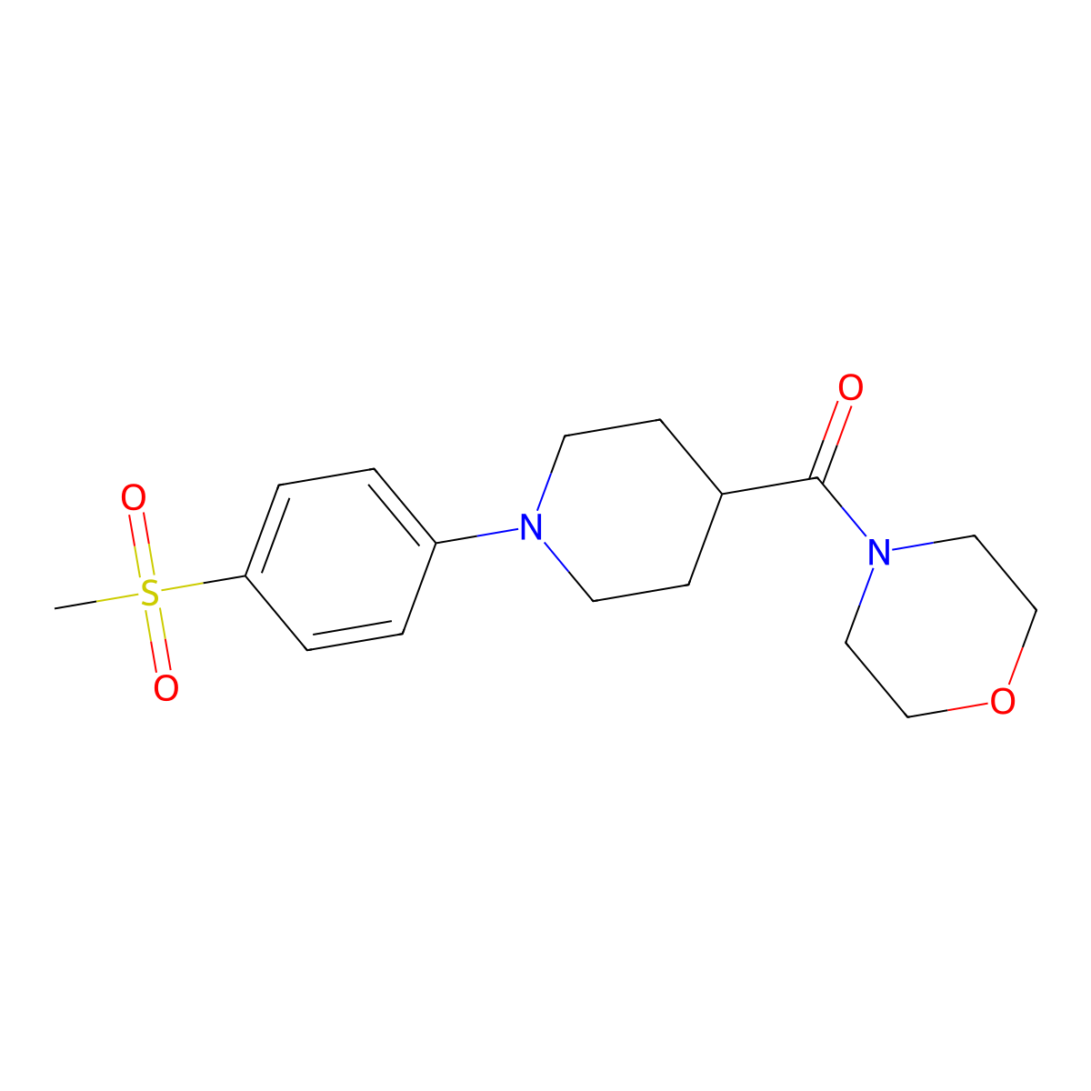 4-[1-(4-Methanesulfonylphenyl)piperidine-4-carbonyl]morpholine molecular structure, CAS 2877763-57-8