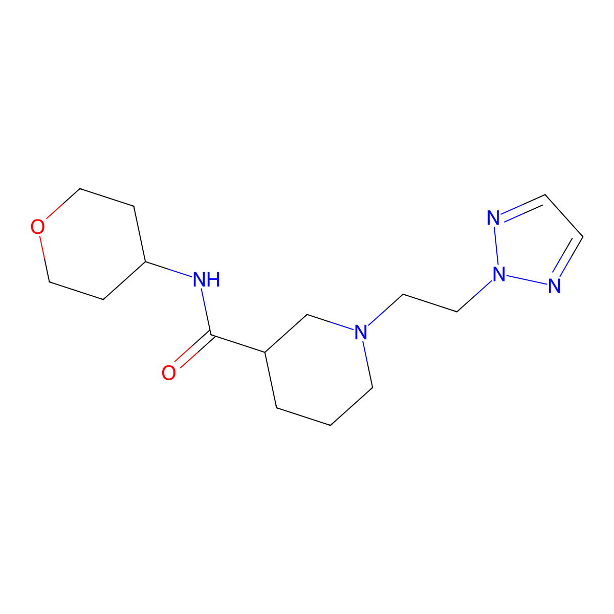 N-(oxan-4-yl)-1-[2-(2H-1,2,3-triazol-2-yl)ethyl]piperidine-3-carboxamide molecular structure, CAS 2877763-59-0