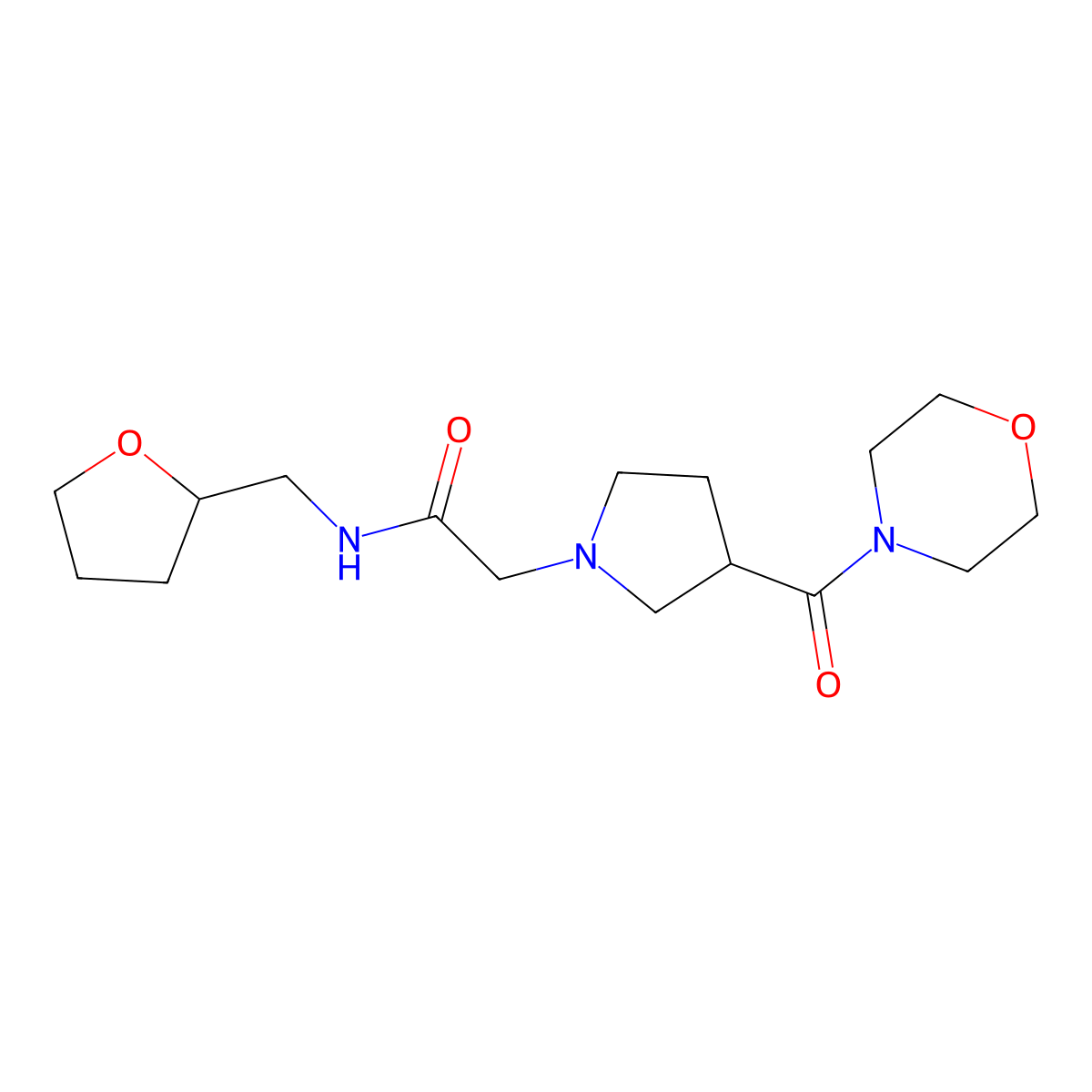 2-[3-(morpholine-4-carbonyl)pyrrolidin-1-yl]-N-[(oxolan-2-yl)methyl]acetamide molecular structure, CAS 2877763-65-8