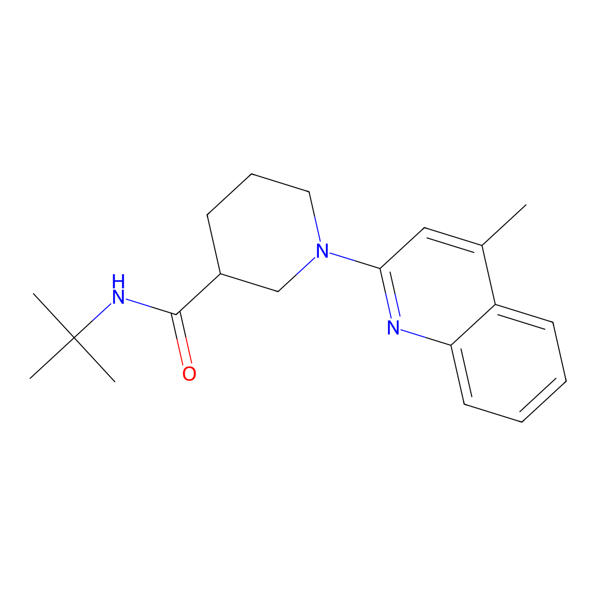 N-tert-butyl-1-(4-methylquinolin-2-yl)piperidine-3-carboxamide molecular structure, CAS 2877763-77-2