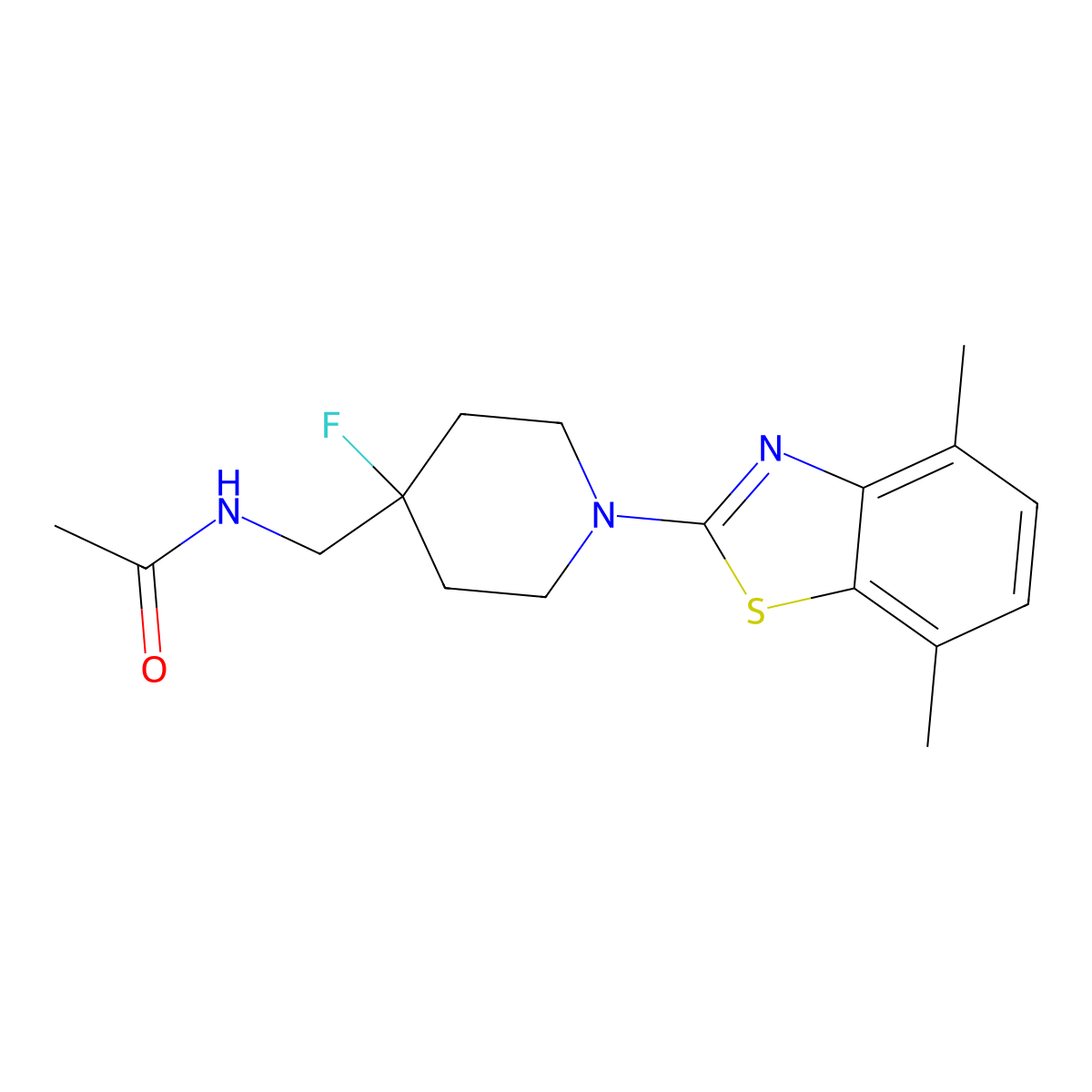 N-{[1-(4,7-dimethyl-1,3-benzothiazol-2-yl)-4-fluoropiperidin-4-yl]methyl}acetamide molecular structure, CAS 2877763-78-3