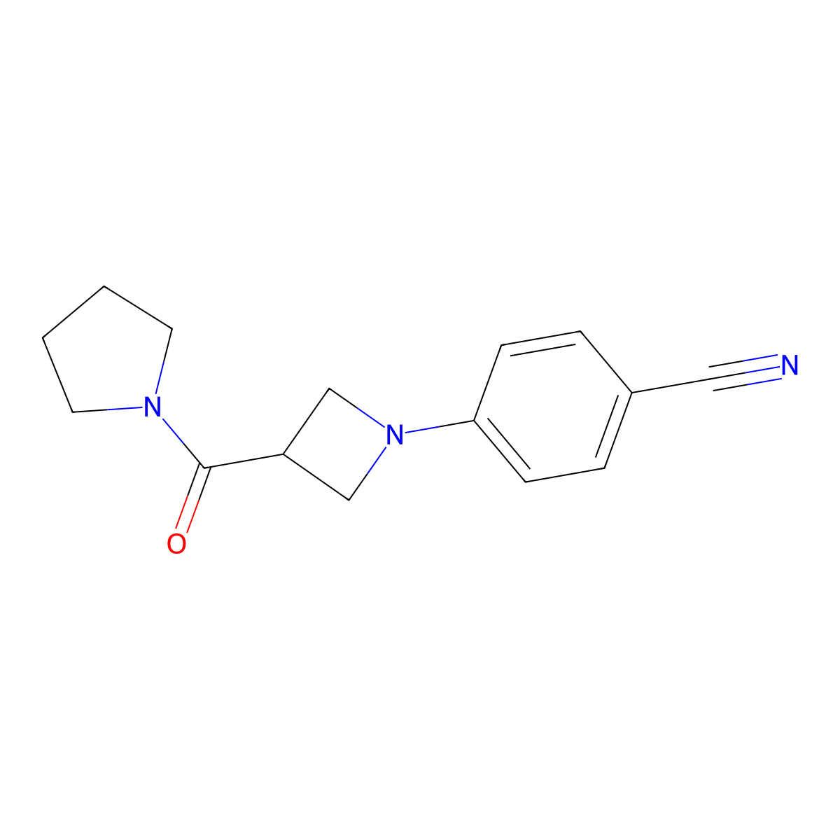 4-[3-(Pyrrolidine-1-carbonyl)azetidin-1-yl]benzonitrile molecular structure, CAS 2877763-98-7