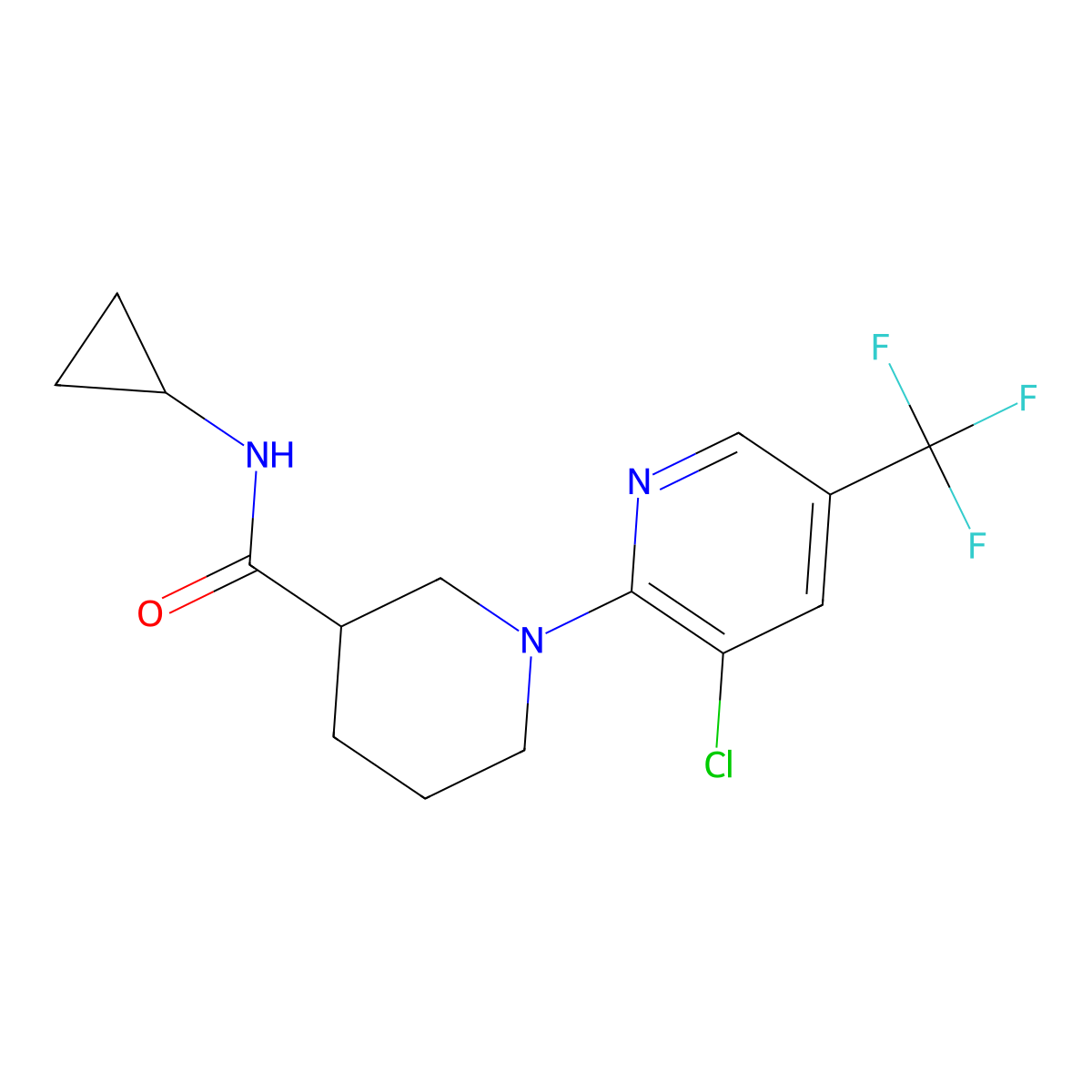 1-[3-chloro-5-(trifluoromethyl)pyridin-2-yl]-N-cyclopropylpiperidine-3-carboxamide molecular structure, CAS 2877764-01-5