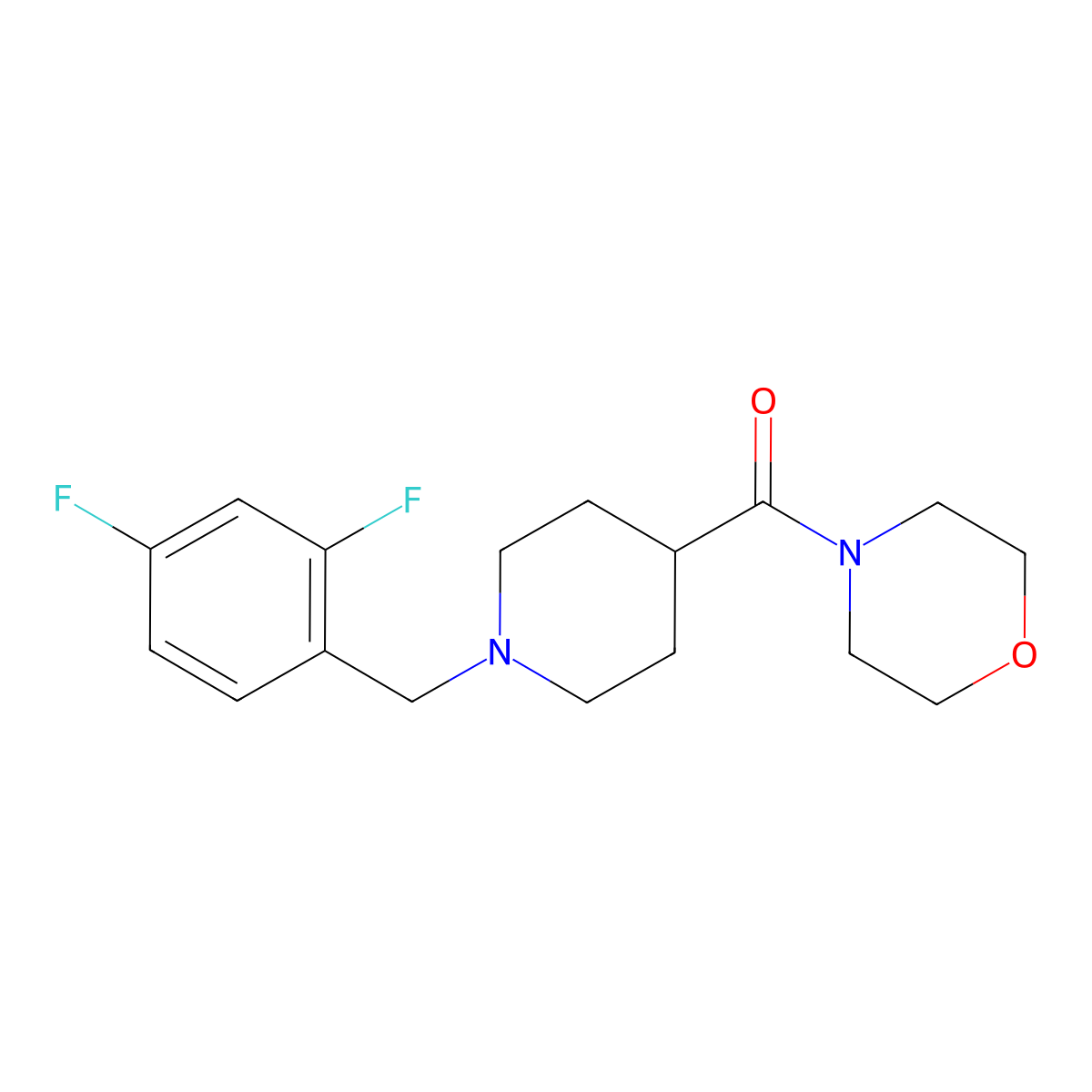 4-{1-[(2,4-Difluorophenyl)methyl]piperidine-4-carbonyl}morpholine molecular structure, CAS 2877764-02-6