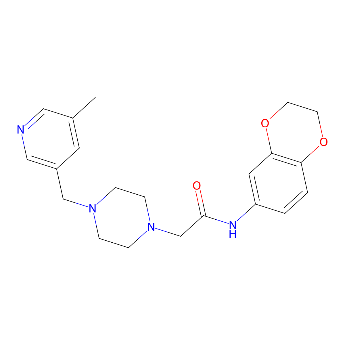 N-(2,3-dihydro-1,4-benzodioxin-6-yl)-2-{4-[(5-methylpyridin-3-yl)methyl]piperazin-1-yl}acetamide molecular structure, CAS 2877764-05-9