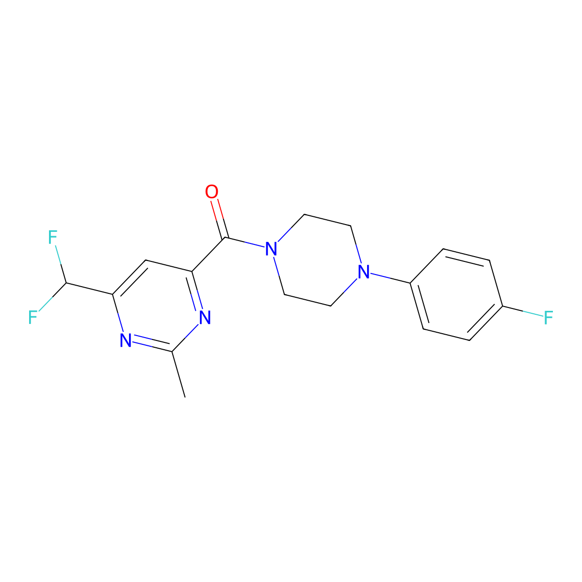 4-(Difluoromethyl)-6-[4-(4-fluorophenyl)piperazine-1-carbonyl]-2-methylpyrimidine molecular structure, CAS 2877764-08-2