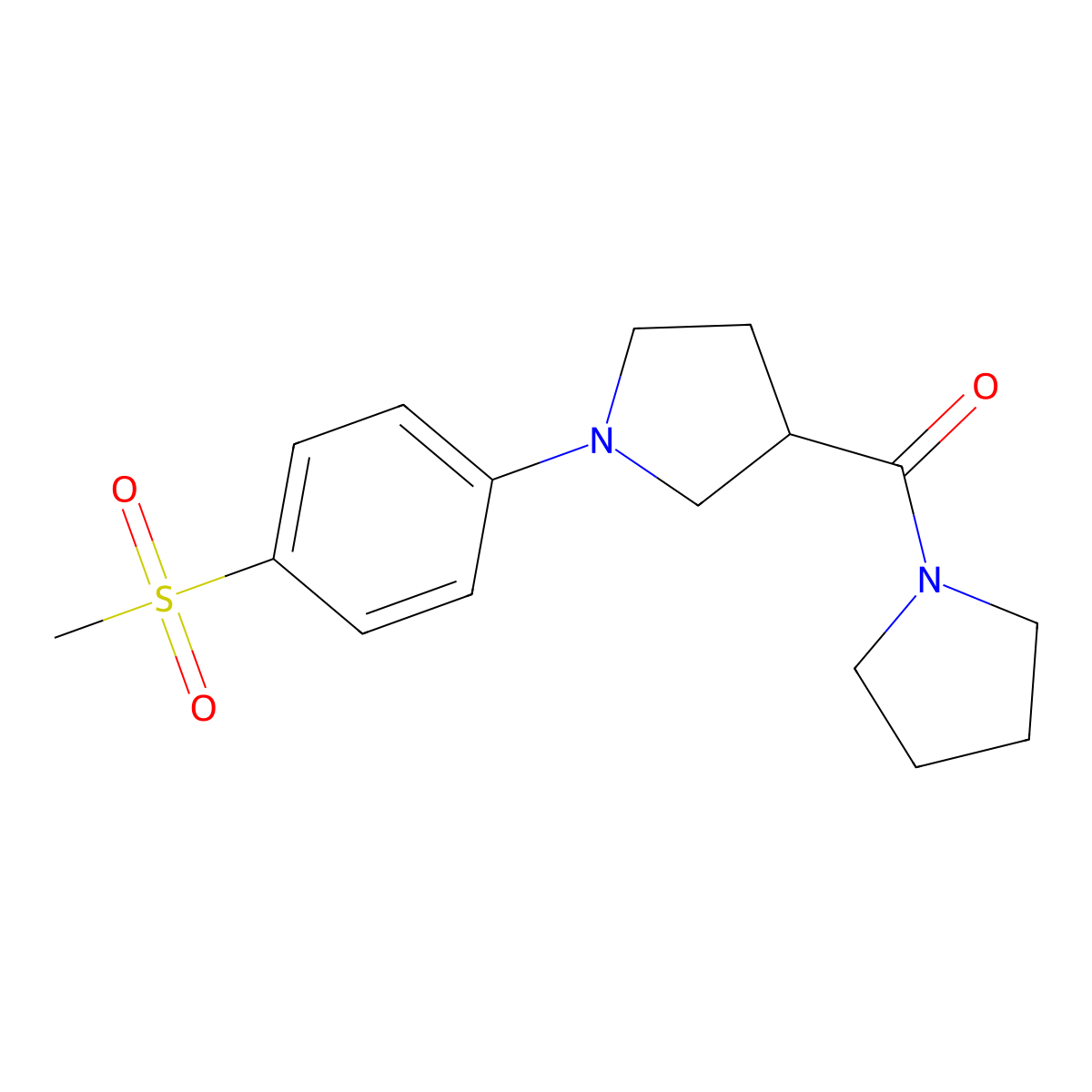 1-(4-Methanesulfonylphenyl)-3-(pyrrolidine-1-carbonyl)pyrrolidine molecular structure, CAS 2877764-12-8